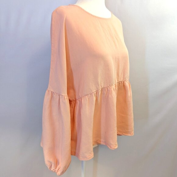 NWT Levi’s | Lyocell Flax Open Back Peasant Blouse Top in Orange Sorbet | Medium - Picture 2 of 11